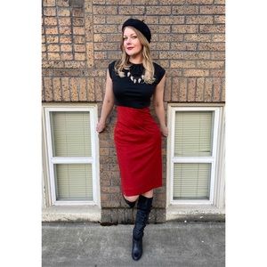 *SOLD* Vintage ILGWU Union Made Pencil Sheath Dress Polka Dot Red Black Sm Med